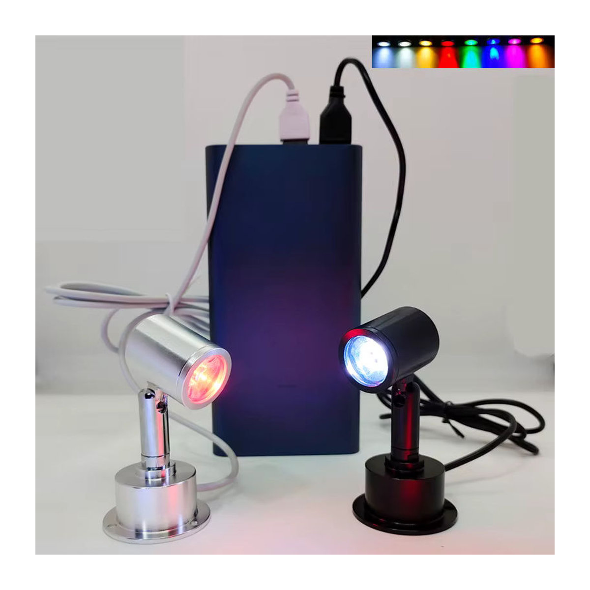 ROANJUNYH LED USB Spotlight 3W Möbelbeleuchtung für Vitrine und Schrank in Weiß oder Schwarz - Bild 2