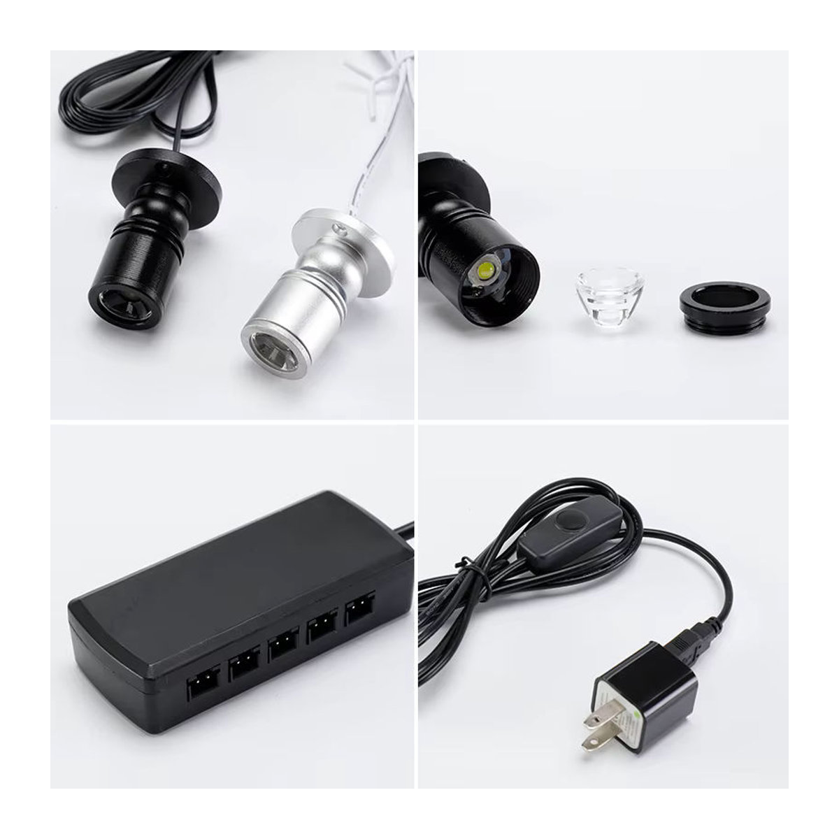 ROANJUNYH LED USB Spotlight 3W Möbelbeleuchtung für Vitrine und Schrank in Weiß oder Schwarz - Bild 4