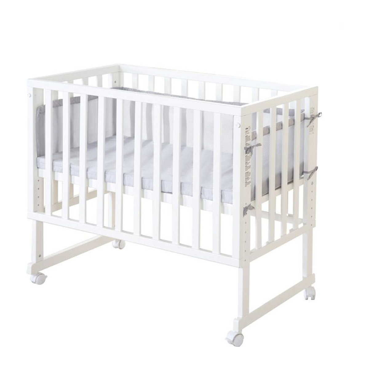 Roba 3in1 Stuben- und Beistellbett mit Barriere in Grau und Weiß - Bild 1