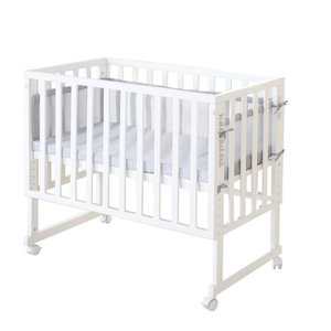 Roba 3in1 Stuben- und Beistellbett mit Barriere in Grau und Weiß