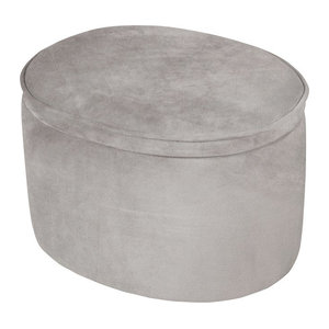 ROBA Kinderhocker oval mit Aufbewahrung, Grau, B/H/T: 42 x 27 x 33 cm