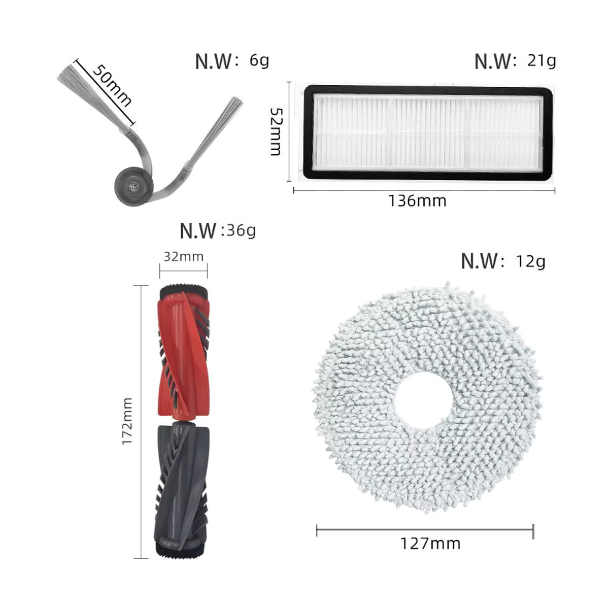Roborock Ersatzteil-Set für Qrevo Curv, Qrevo Edge und Qrevo S5V mit Hauptbürste, Seitenbürste, HEPA-Filter, Mopp und Staubbeuteln in Bunt - Bild 2