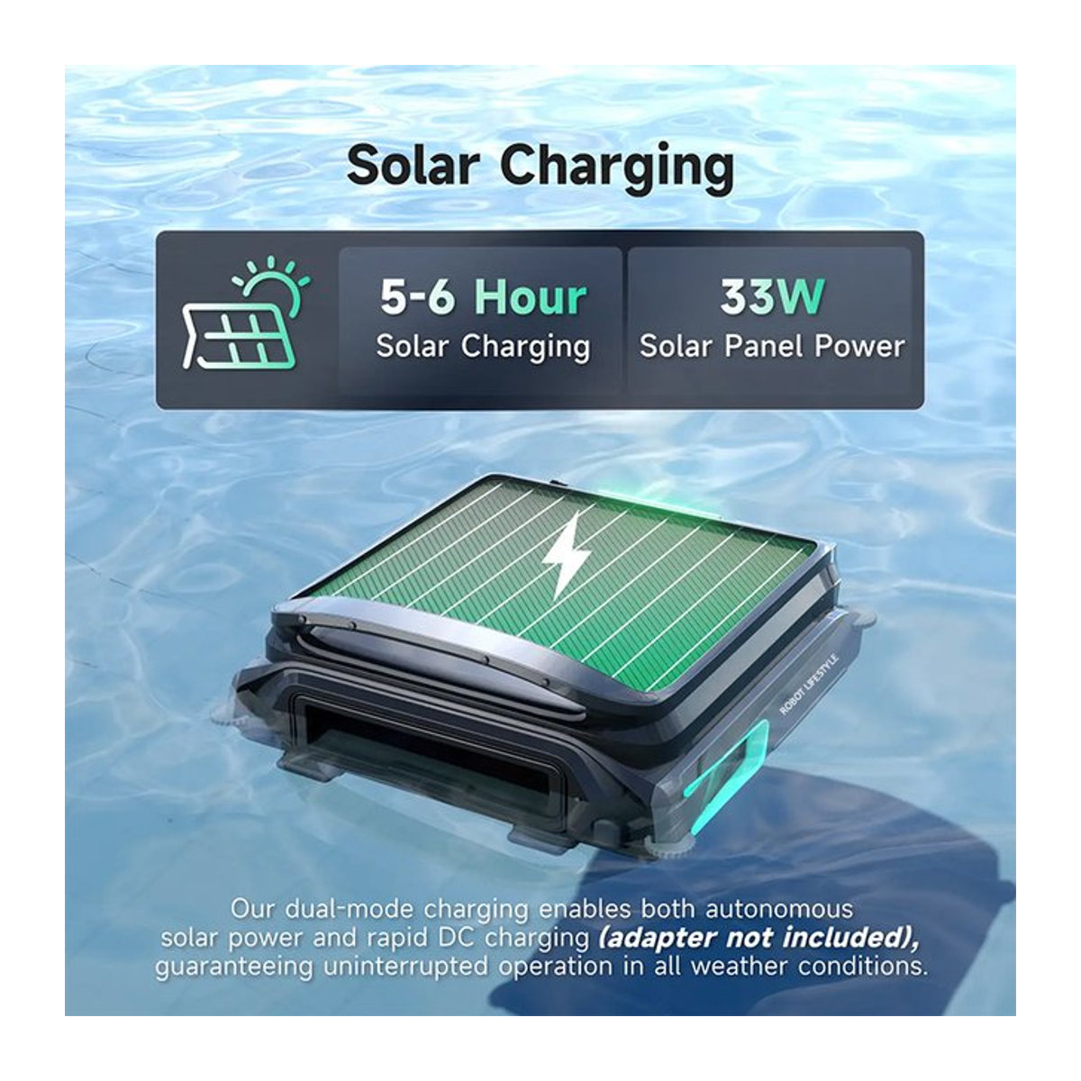 Robot lifestyle Pool-Solar-Skimmer-Roboterreiniger in Schwarz mit APP-Steuerung und 7 l Korb mit Feinfilter - Bild 1