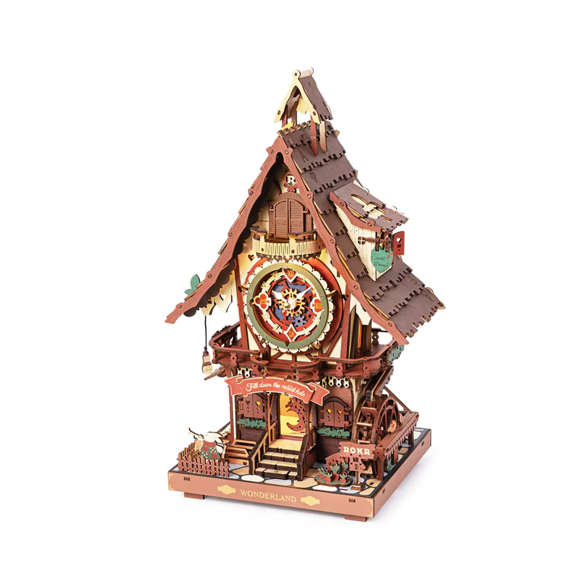 Robotime Rokr 3D-Holzpuzzle Kuckucksuhr im Schwarzwald-Stil als DIY-Modellbausatz aus Holz in Braun - Bild 7