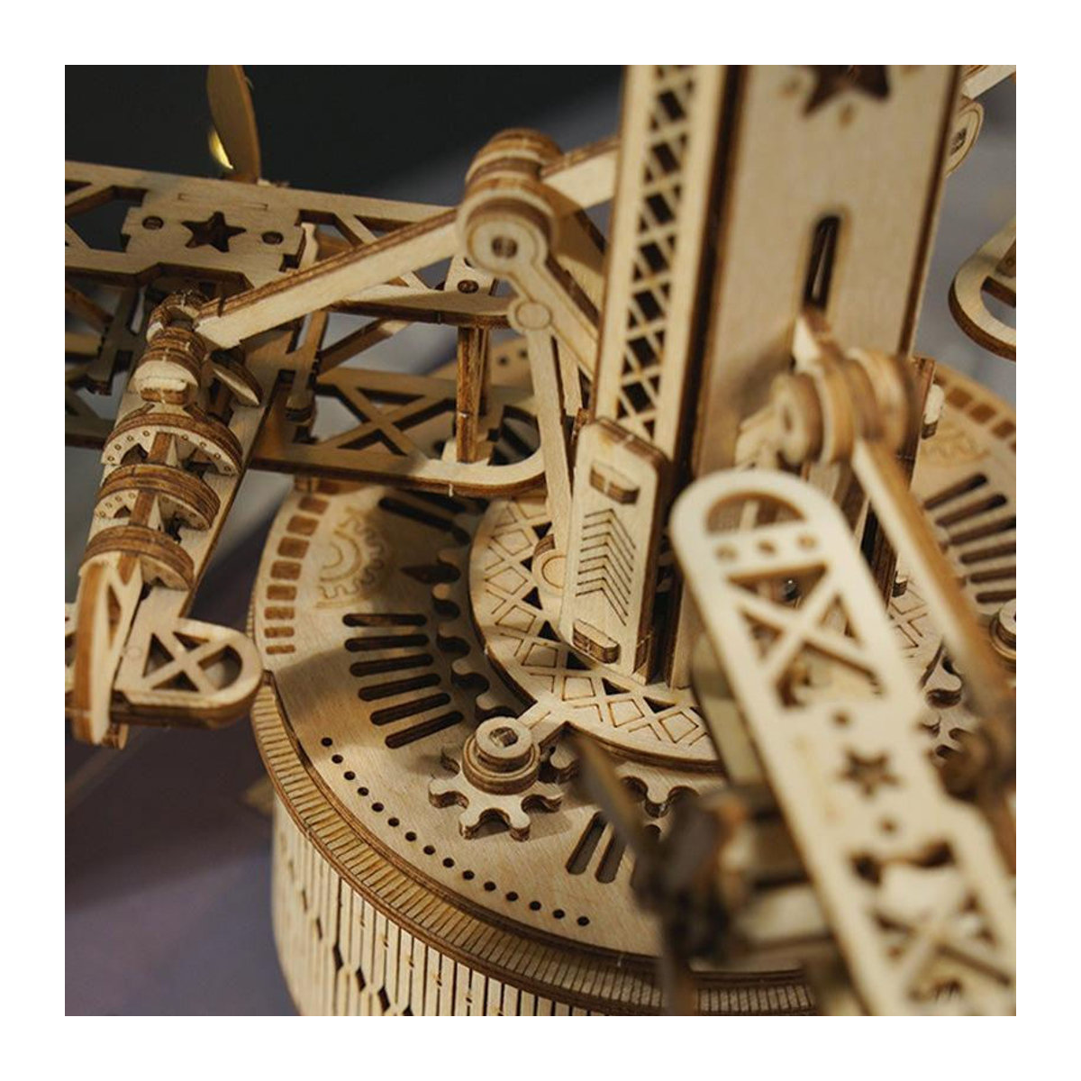 ROBOTIME ROKR 3D Holzpuzzle Mechanische Musikdose Flugkontrollturm in Braun - Bild 7