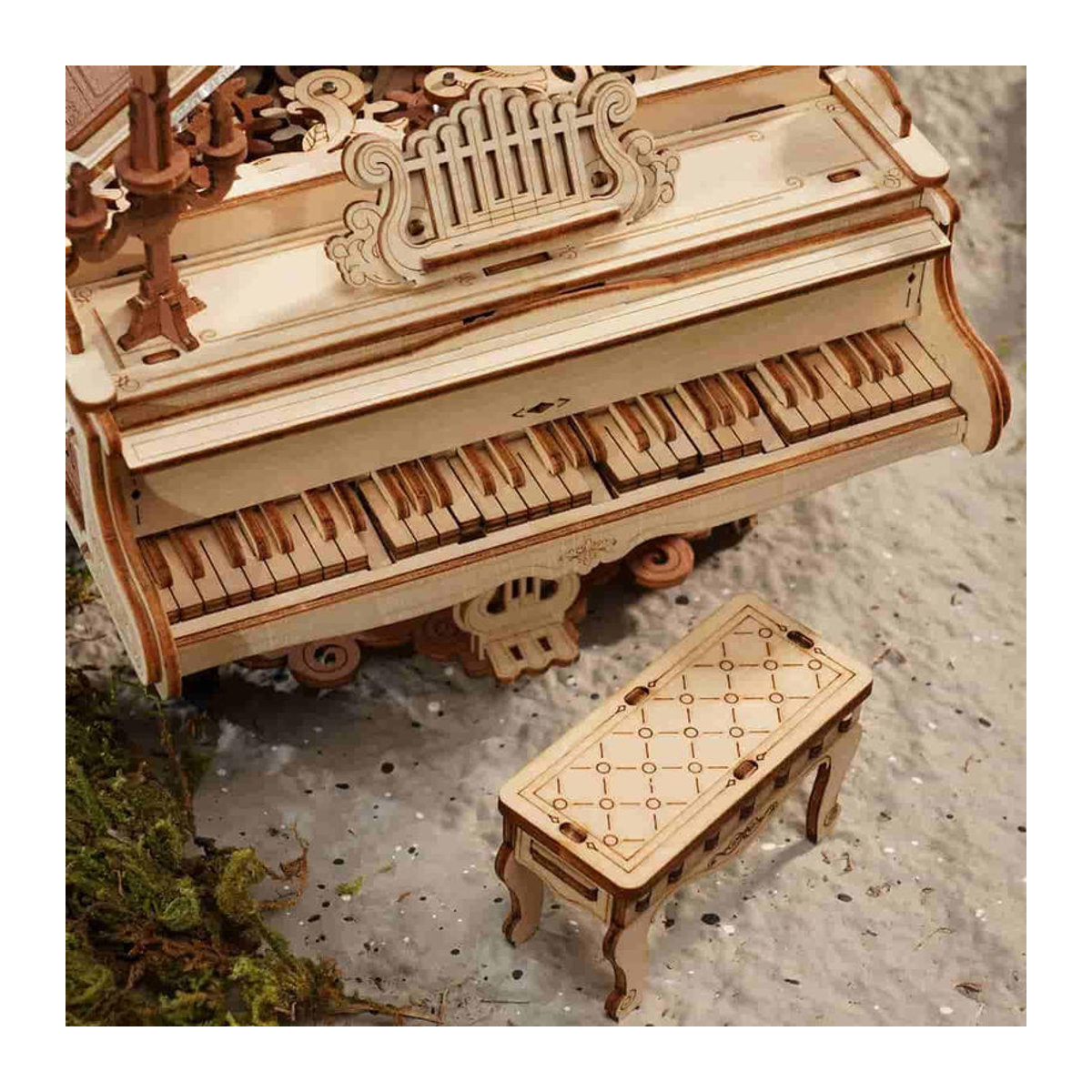 ROBOTIME ROKR Magisches Klavier Mechanische Spieluhr 3D Holzpuzzle AMK81 in Braun - Bild 2