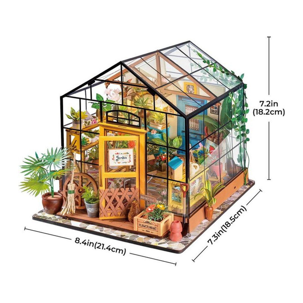 ROBOTIME Rolife 3D-Puzzle Cathys Blumenhaus DIY Miniaturhaus DG104 aus Holz und Glas in Mehrfarbig - Bild 1