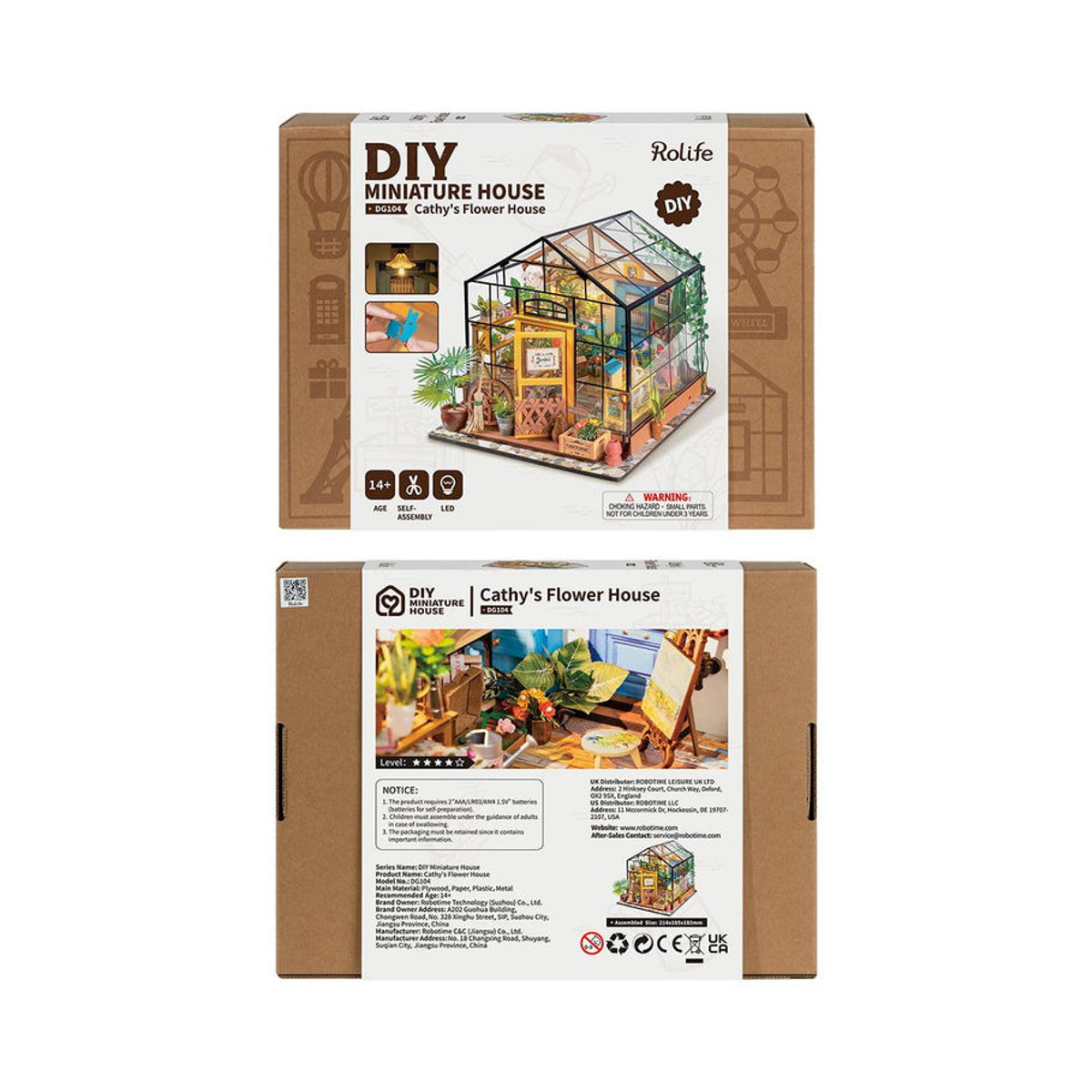 ROBOTIME Rolife 3D-Puzzle Cathys Blumenhaus DIY Miniaturhaus DG104 aus Holz und Glas in Mehrfarbig - Bild 3