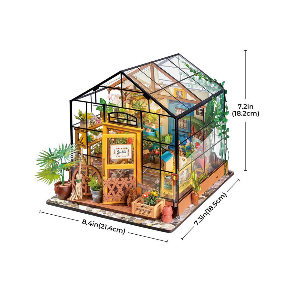 ROBOTIME Rolife 3D-Puzzle Cathys Blumenhaus DIY Miniaturhaus DG104 aus Holz und Glas in Mehrfarbig - Bild 5