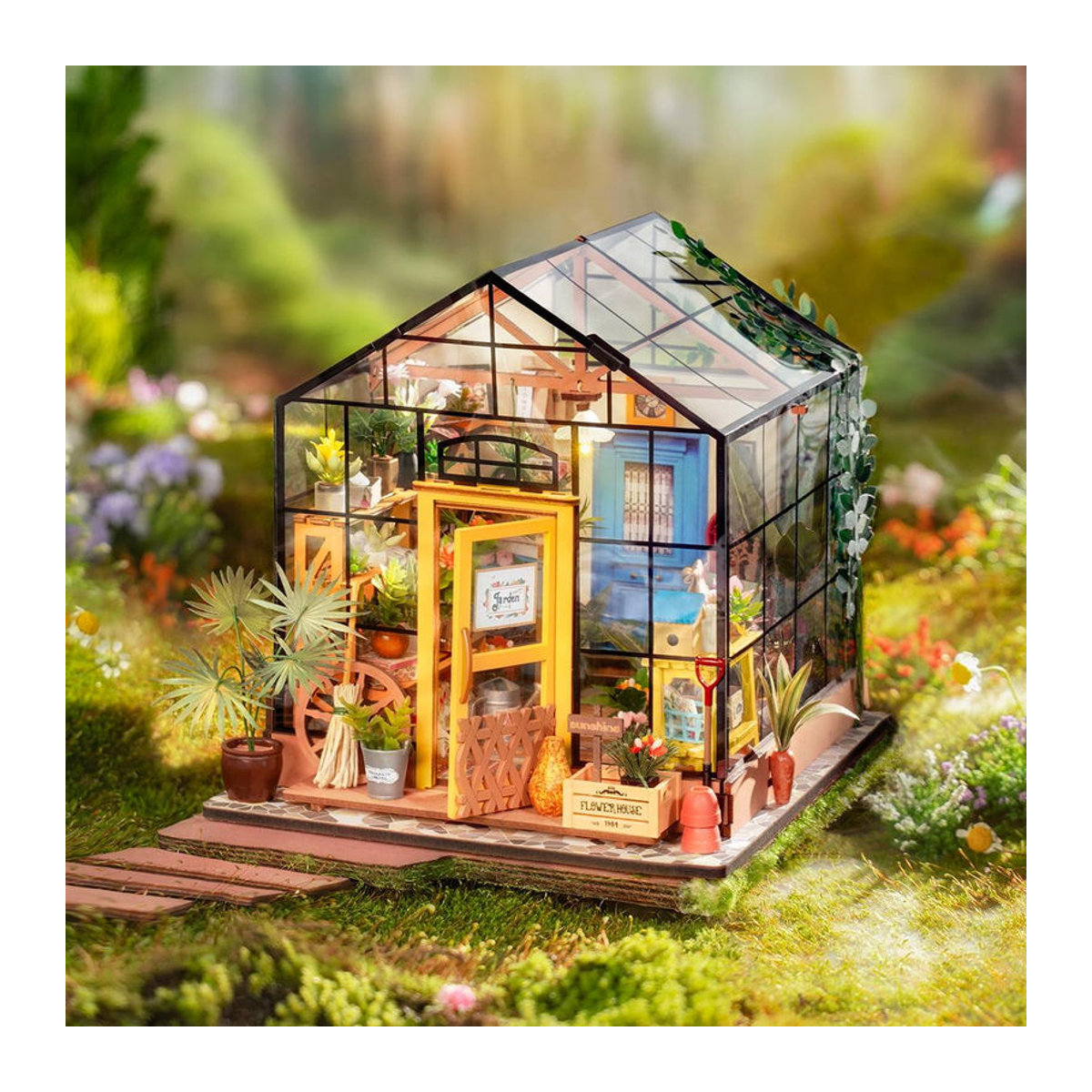ROBOTIME Rolife 3D-Puzzle Cathys Blumenhaus DIY Miniaturhaus DG104 aus Holz und Glas in Mehrfarbig - Bild 7