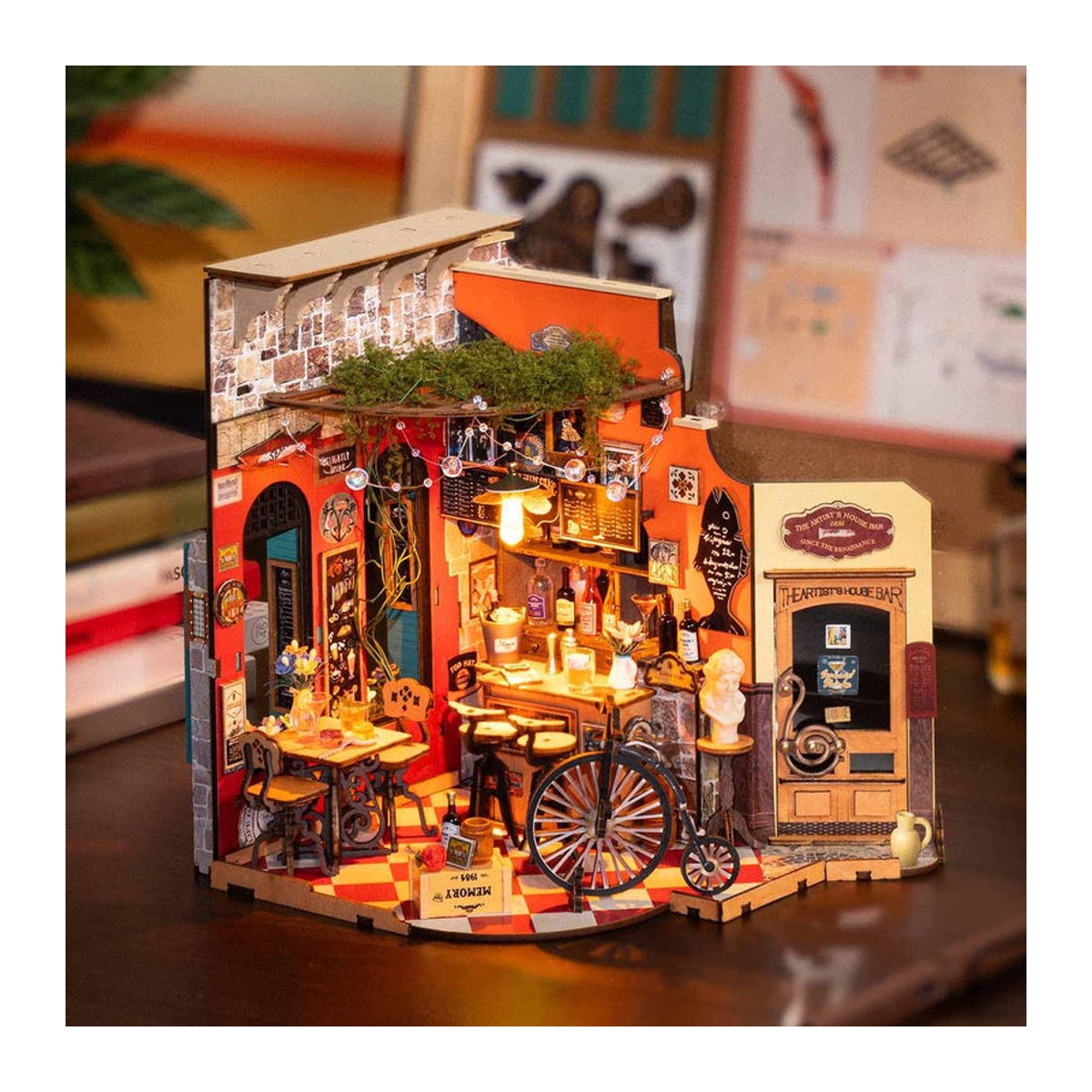 ROBOTIME Rolife 3D-Puzzle Cheers Bar & Restaurant DIY Miniaturhaus aus Holz in Mehrfarbig - Bild 8