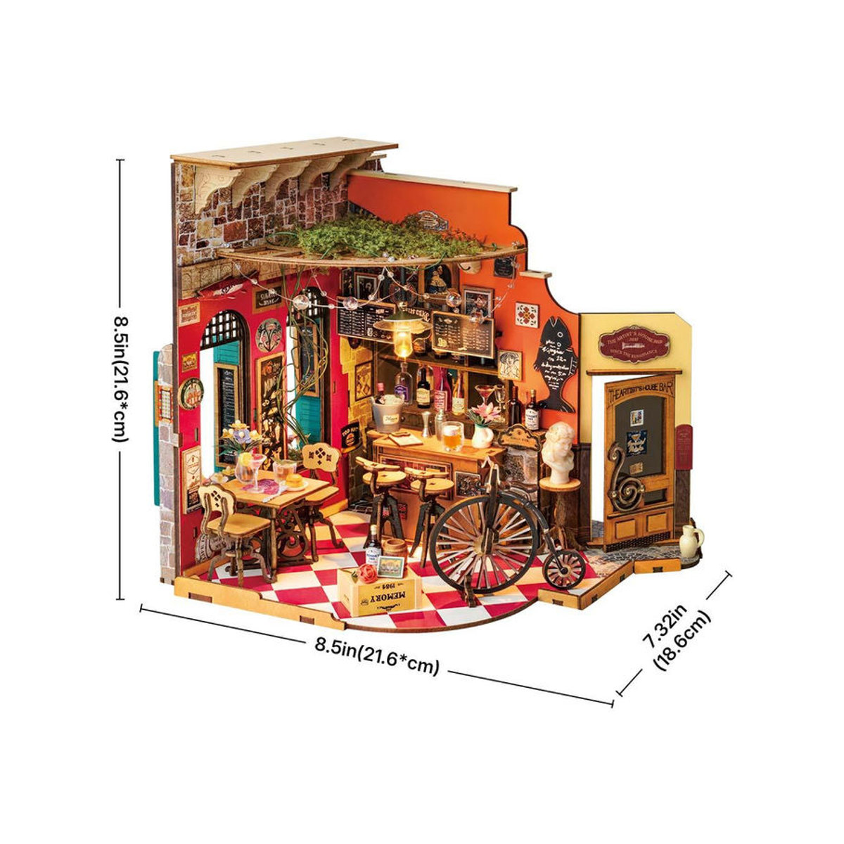 ROBOTIME Rolife 3D-Puzzle Cheers Bar & Restaurant DIY Miniaturhaus aus Holz in Mehrfarbig - Bild 9