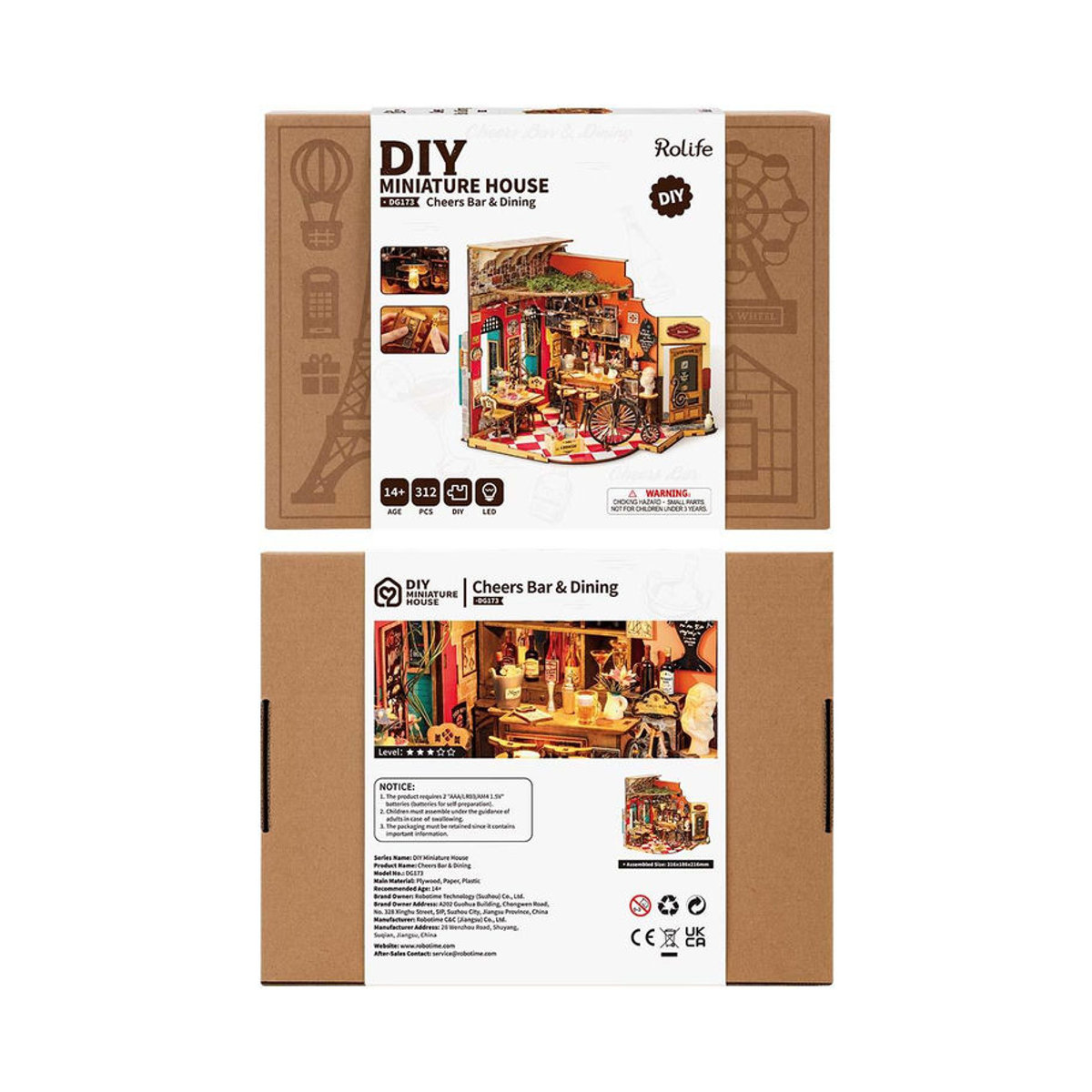 ROBOTIME Rolife 3D-Puzzle Cheers Bar & Restaurant DIY Miniaturhaus aus Holz in Mehrfarbig - Bild 10