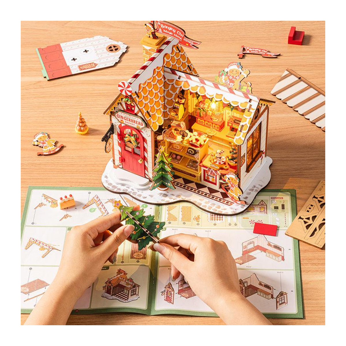ROBOTIME Rolife 3D-Puzzle Lebkuchenhaus DIY Miniaturhaus DG176 - Bild 5