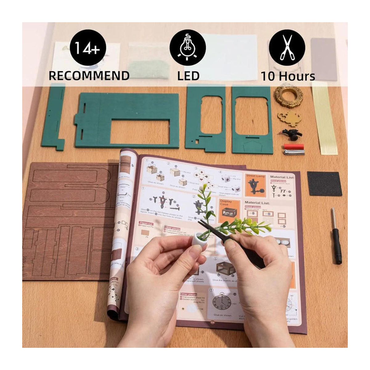 ROBOTIME Rolife Alice's Teeladen 3D-Puzzle DIY Miniaturhaus-Bausatz im Vintage-Stil - Bild 2