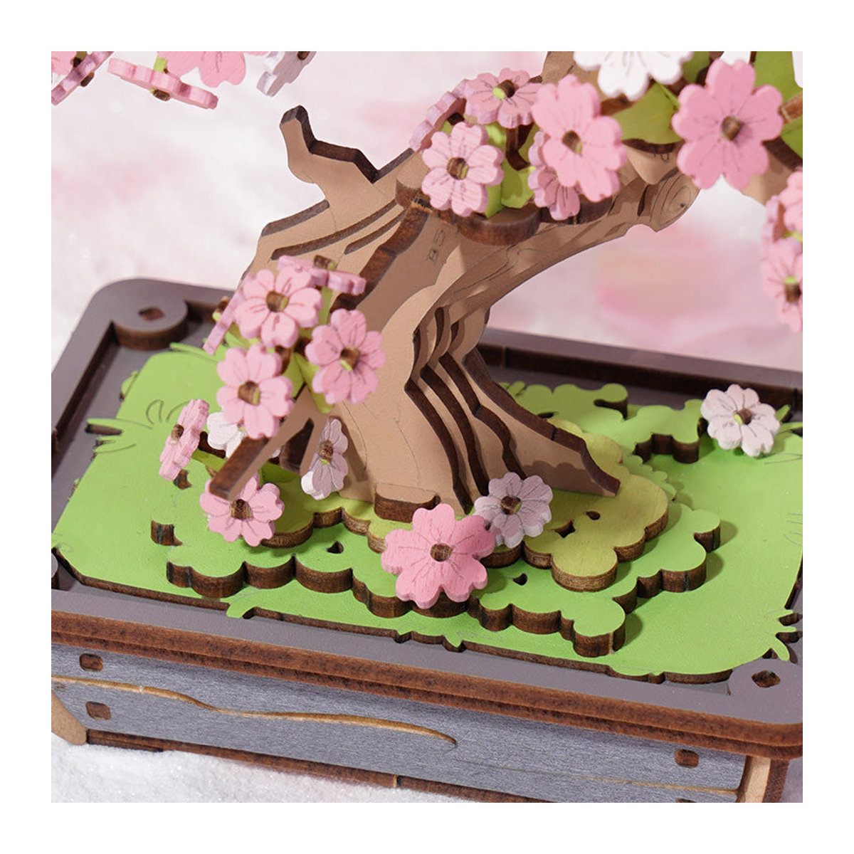 ROBOTIME Rolife Sakura Bonsai DIY Holz 3D Puzzle TG415 in Rosa und Weiß - Bild 2