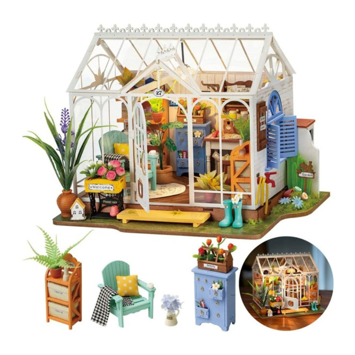 Robotime Rolife Traumhausschloss 3D Puzzle DIY Miniatur-Puppenhaus-Set als dekoratives Holz-Bastelset in Mehrfarbig - Bild 1