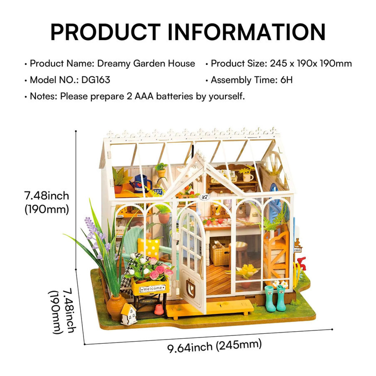 Robotime Rolife Traumhausschloss 3D Puzzle DIY Miniatur-Puppenhaus-Set als dekoratives Holz-Bastelset in Mehrfarbig - Bild 2