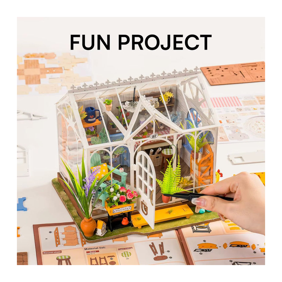 Robotime Rolife Traumhausschloss 3D Puzzle DIY Miniatur-Puppenhaus-Set als dekoratives Holz-Bastelset in Mehrfarbig - Bild 4
