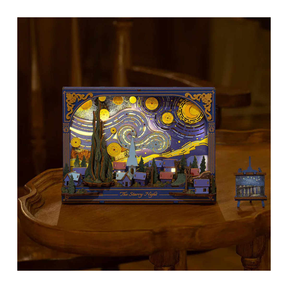 ROBOTIME Rowood Die Sternennacht 3D Holzpuzzle Wanddekoration in Mehrfarbig mit Wolken, Sternen und Mond - Bild 3