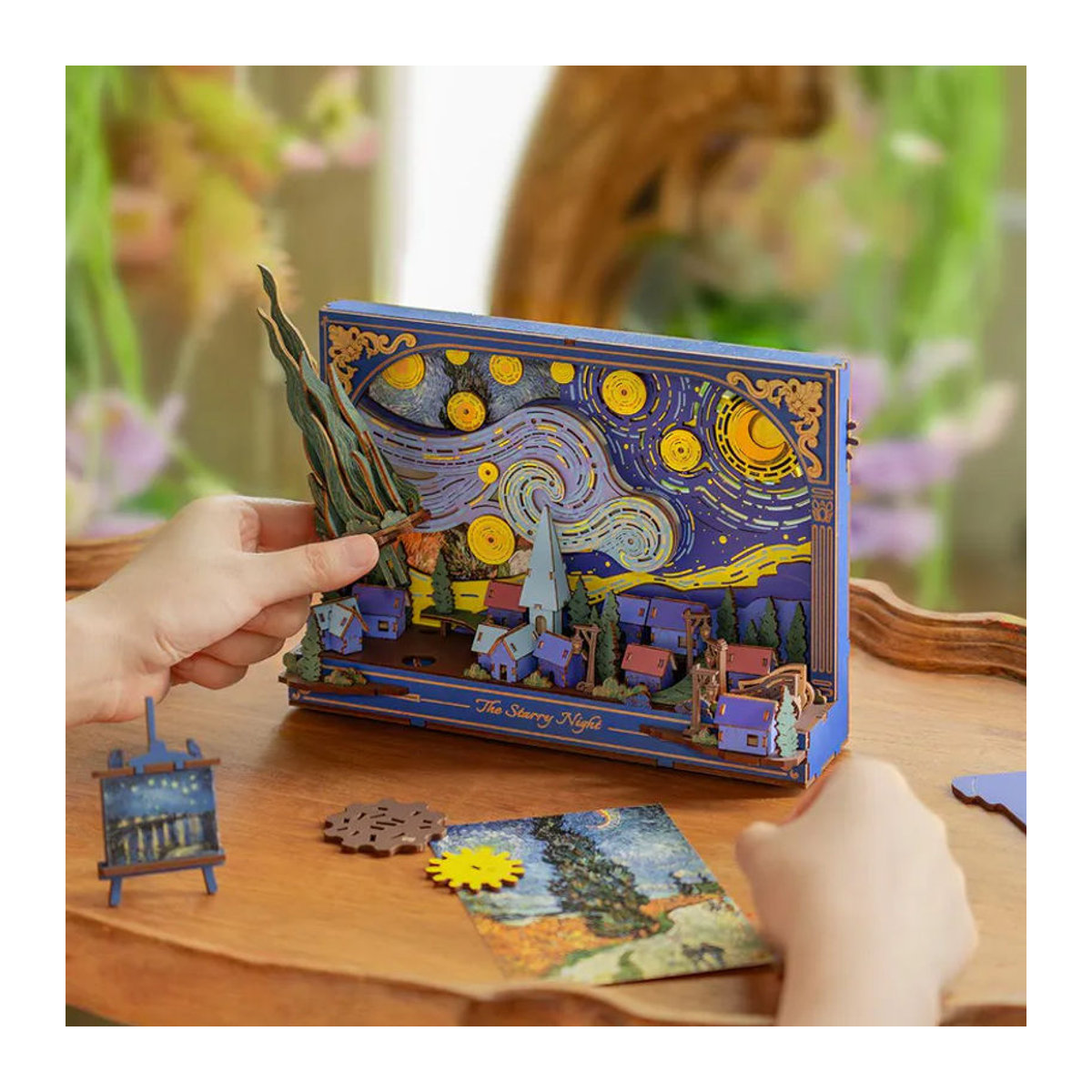 ROBOTIME Rowood Die Sternennacht 3D Holzpuzzle Wanddekoration in Mehrfarbig mit Wolken, Sternen und Mond - Bild 7