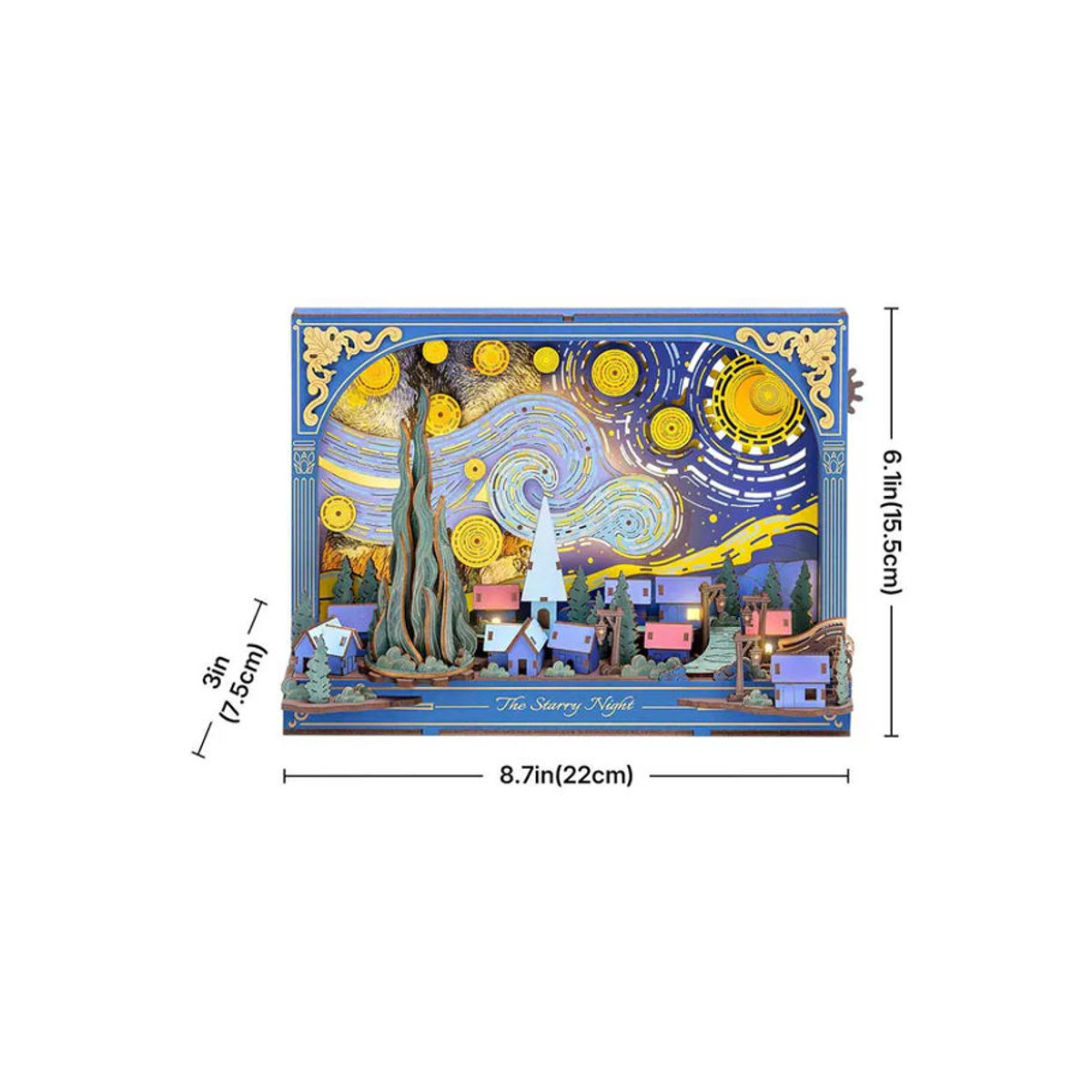 ROBOTIME Rowood Die Sternennacht 3D Holzpuzzle Wanddekoration in Mehrfarbig mit Wolken, Sternen und Mond - Bild 8