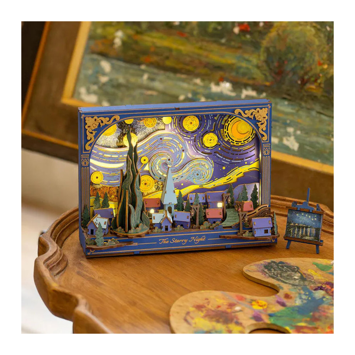 ROBOTIME Rowood Die Sternennacht 3D Holzpuzzle Wanddekoration in Mehrfarbig mit Wolken, Sternen und Mond - Bild 10