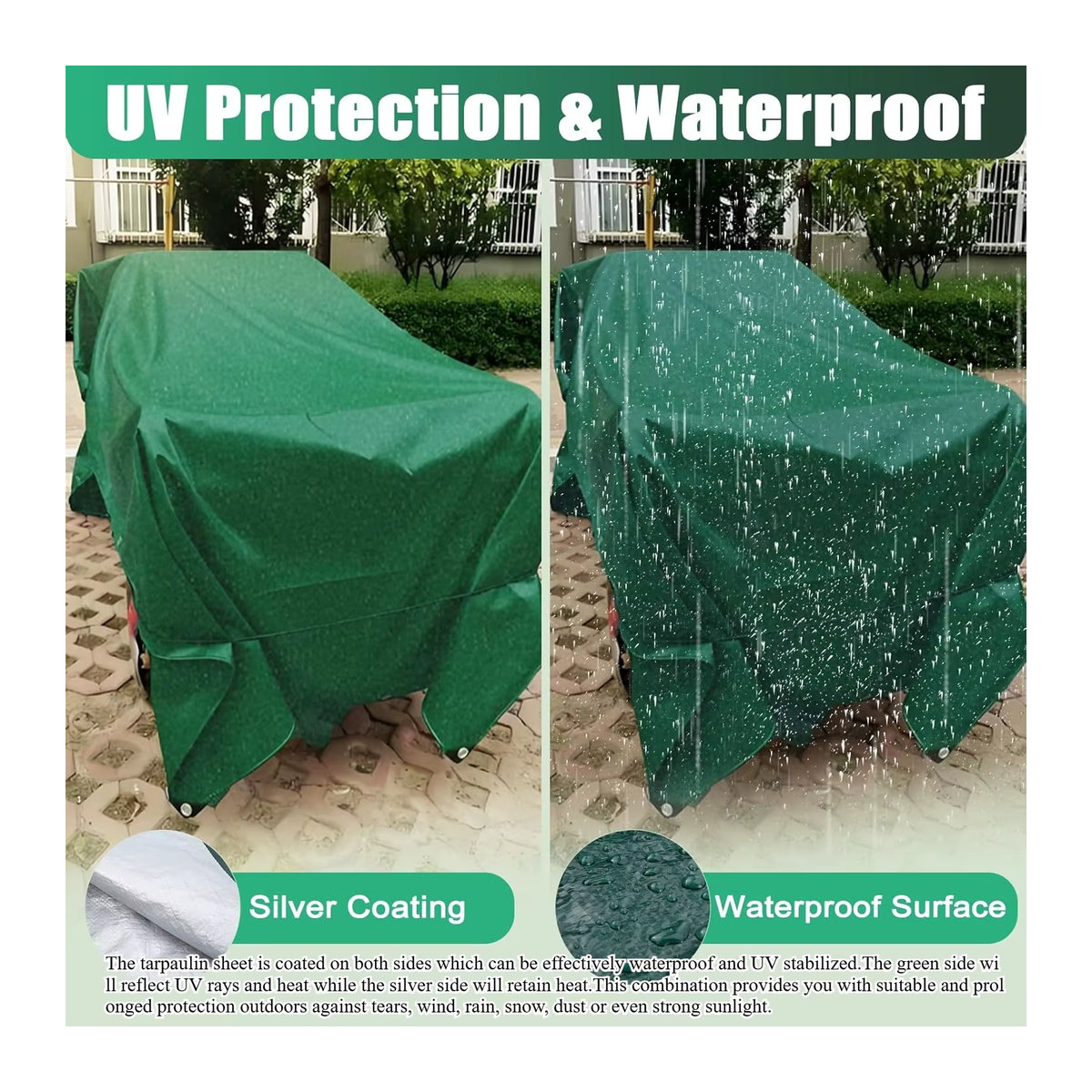 Robuste und wasserdichte Planenabdeckung für Camping-Markisen mit UV-Beständigkeit und verstärkten Ösen - Bild 3