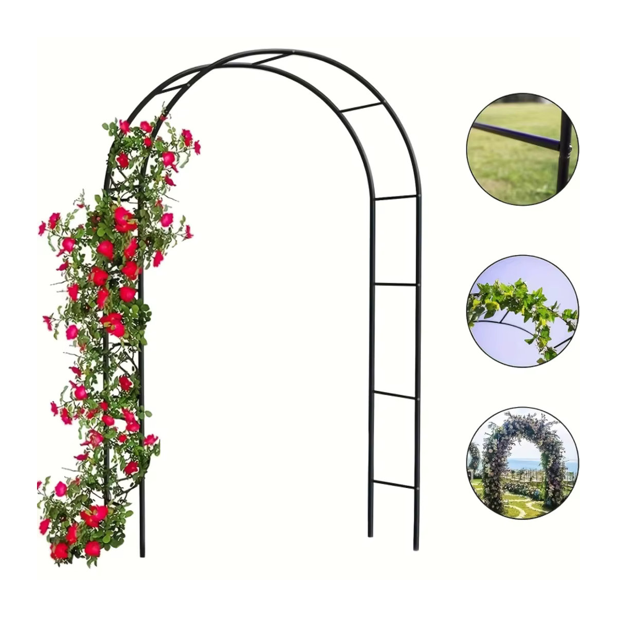 Robuster Metall-Gartenbogen im Gothic-Stil aus Stahl für Hochzeiten und Kletterpflanzen, Höhe: 254 cm - Bild 1