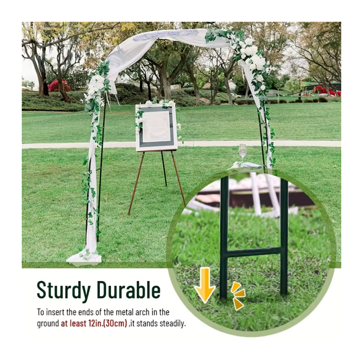 Robuster Metall-Gartenbogen im Gothic-Stil aus Stahl für Hochzeiten und Kletterpflanzen, Höhe: 254 cm - Bild 2