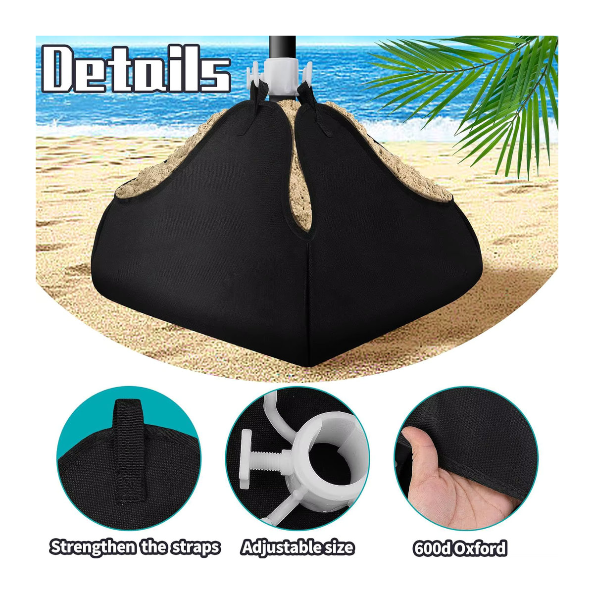 Robuster Strandschirm-Basisgewicht aus 600D Oxford-Stoff als Sandsack für Sonnenschirme und Regenschirmständer auf der Terrasse - Bild 4
