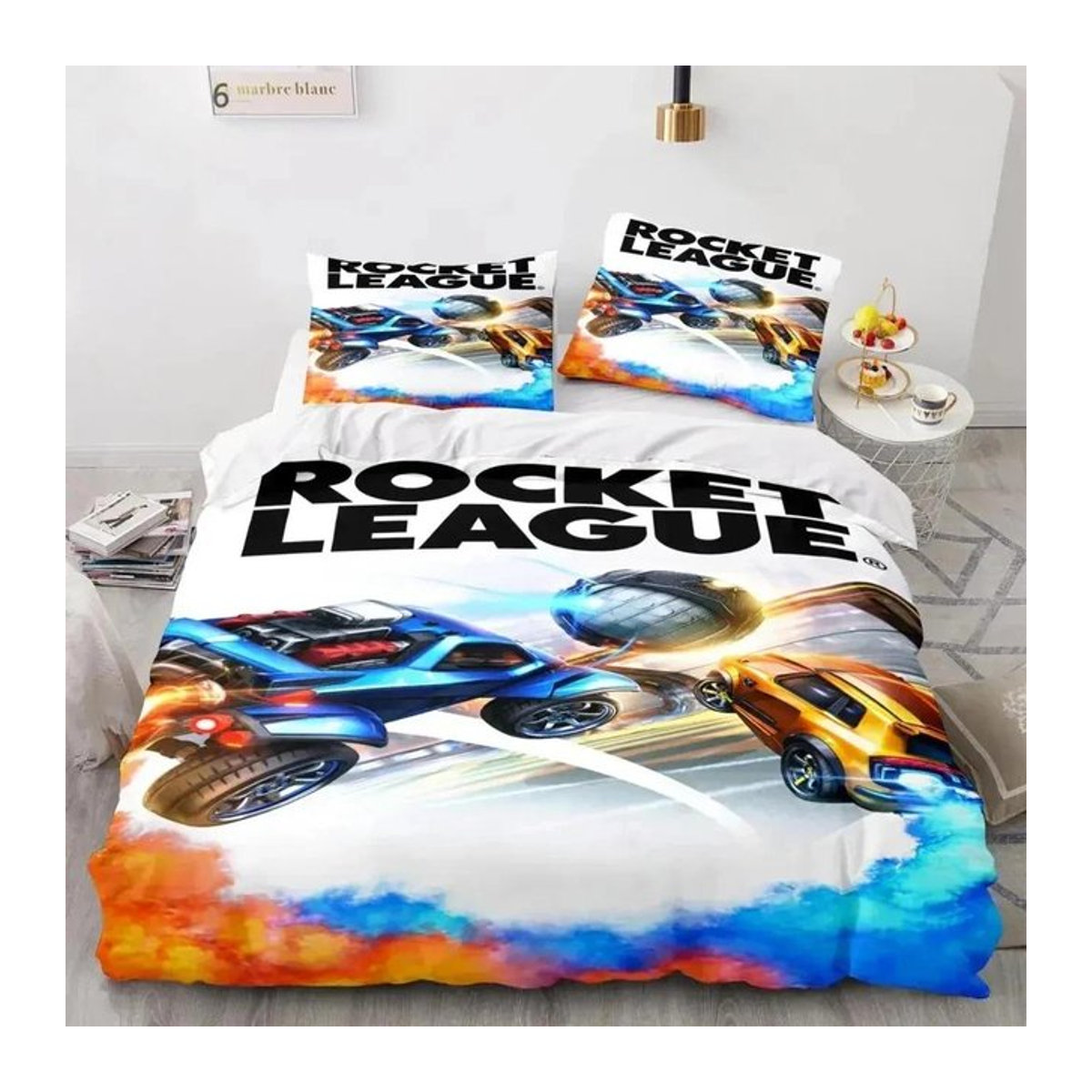 Rocket League Bettwäsche-Set mit Reißverschluss für Einzelbetten, B/H: 70 x 133 cm - Bild 1