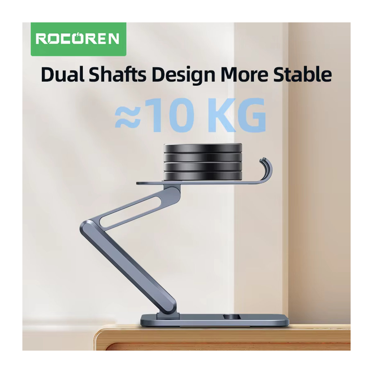 Rocoren Telefonhalter und Schreibtisch-Handyständer aus Metall in Grau, faltbarer Universal-Tablet-Halter für iPhone und iPad Pro Air - Bild 3