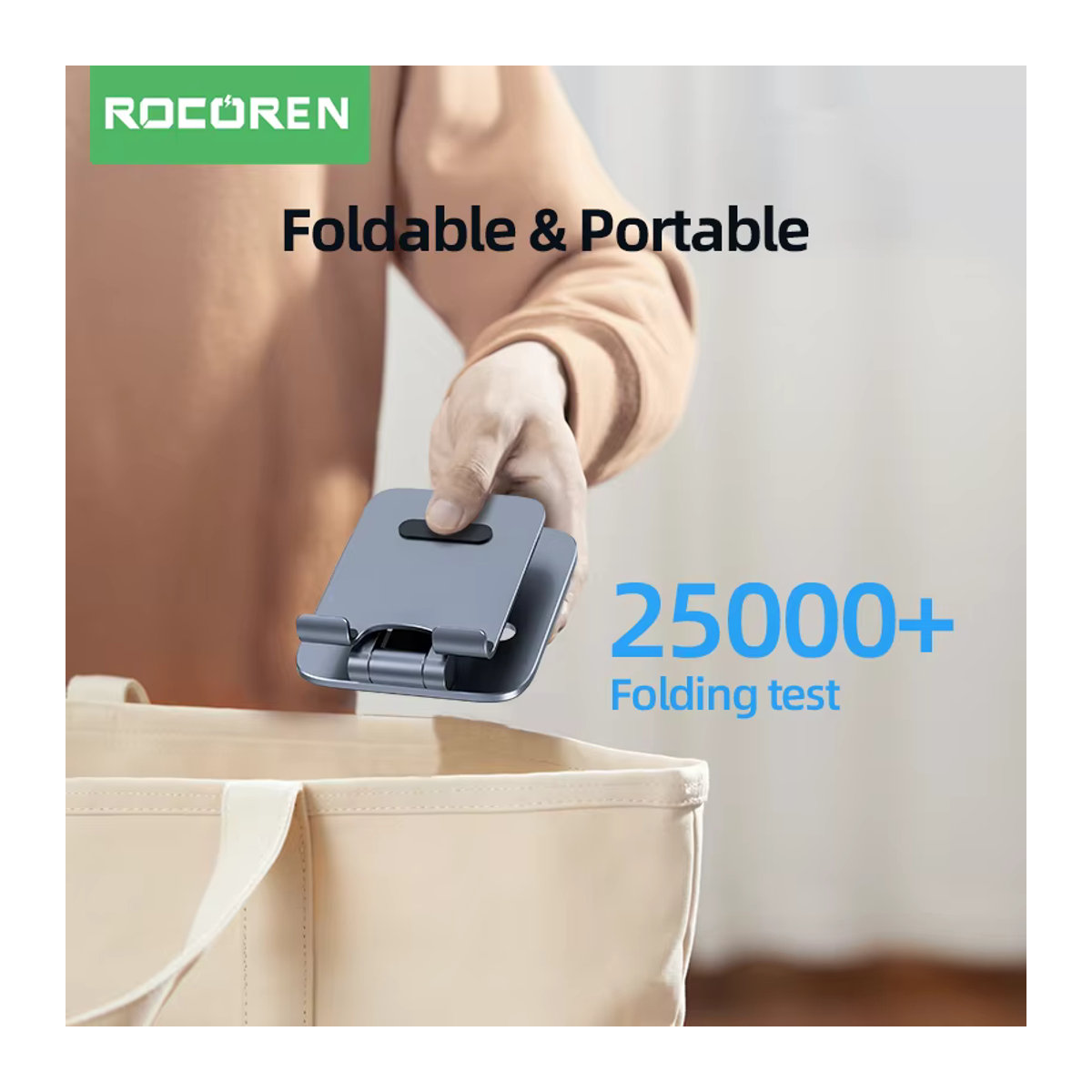Rocoren Telefonhalter und Schreibtisch-Handyständer aus Metall in Grau, faltbarer Universal-Tablet-Halter für iPhone und iPad Pro Air - Bild 5