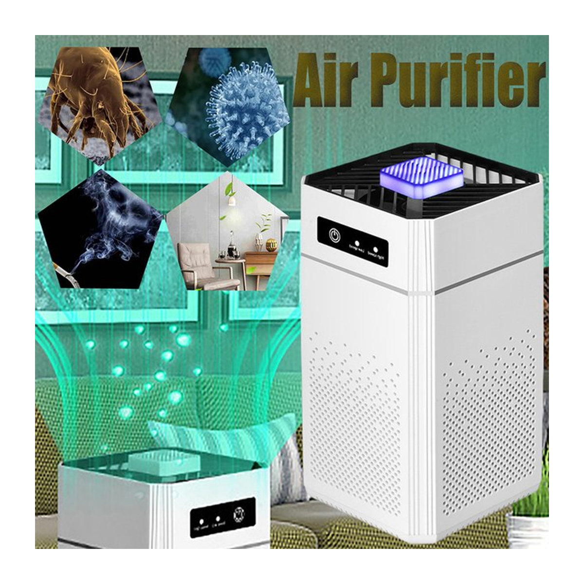 ROFAELEC Luftreiniger mit HEPA-Filter und Negativ-Ionen zur Entfernung von Staub, Tierhaaren, Formaldehyd und Gerüchen in Weiß - Bild 1
