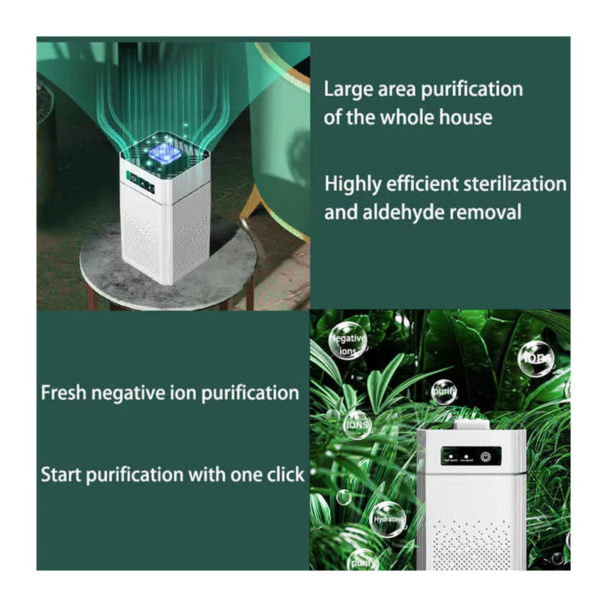 ROFAELEC Luftreiniger mit HEPA-Filter und Negativ-Ionen zur Entfernung von Staub, Tierhaaren, Formaldehyd und Gerüchen in Weiß - Bild 4