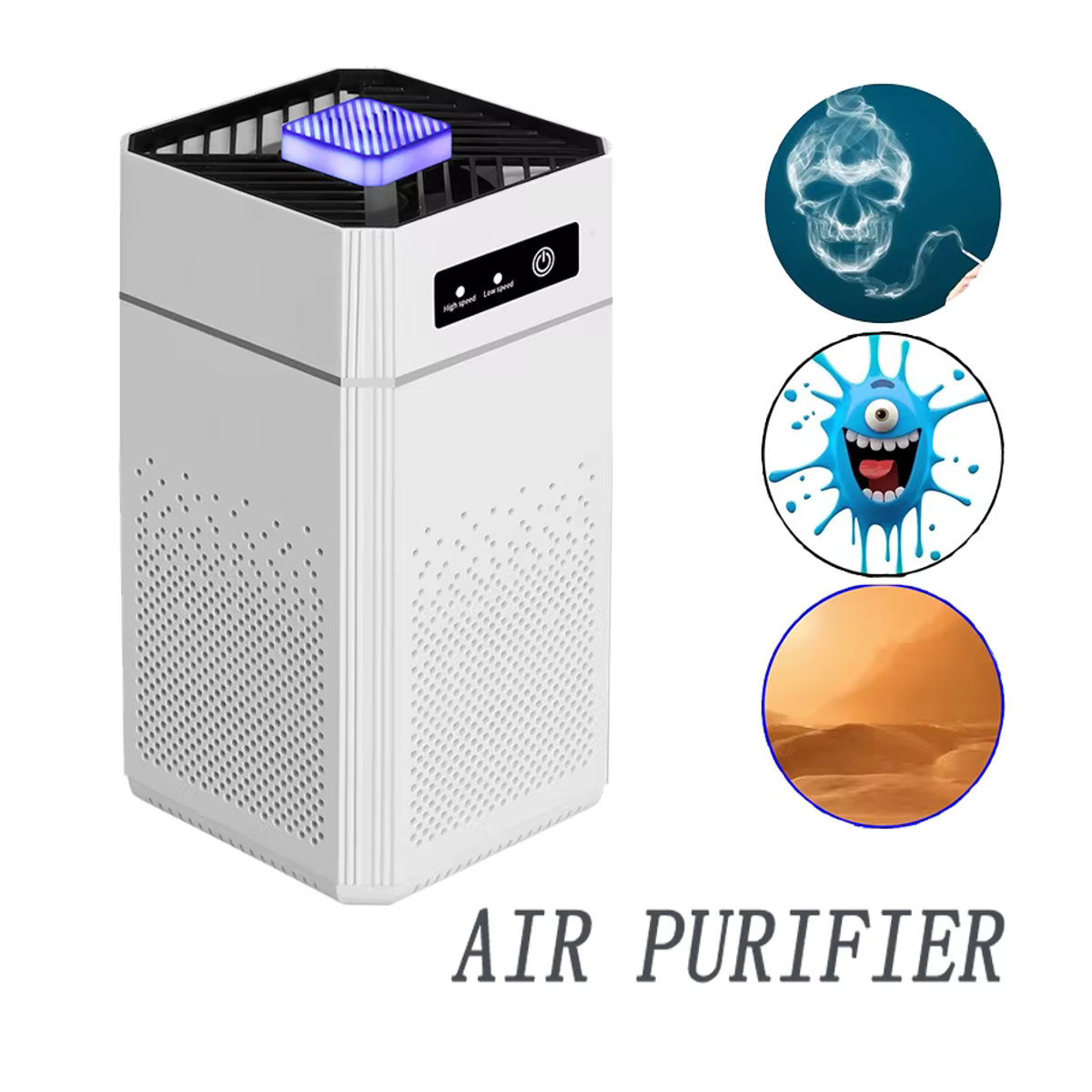 ROFAELEC Luftreiniger mit HEPA-Filter und Negativ-Ionen zur Entfernung von Staub, Tierhaaren, Formaldehyd und Gerüchen in Weiß - Bild 5