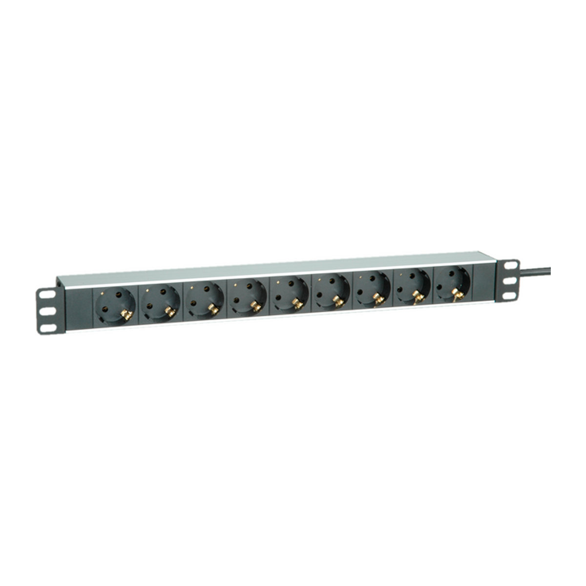 ROLINE Steckdosenleiste für 19 Zoll Rack, 9 Steckplätze, 3600 Watt, 2 m Kabel, Hellgrau RAL 7035, Aluminium - Bild 1
