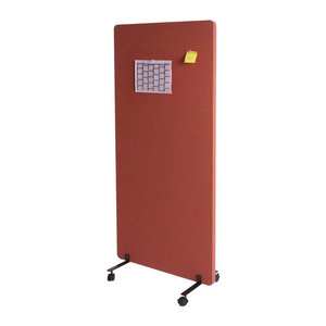 Rollbare Akustik-Trennwand MCW-G77 als Schallschutz und Sichtschutz mit Pinnwand Funktion, doppelwandig, Textil, braun, Höhe: 167 cm, Breite: 80 cm