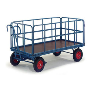 Rollcart Handpritschenwagen mit Rohrgitterwänden aus Stahl und Vollgummi-Rädern, H x B x T: 1530 x 730 x 480 mm