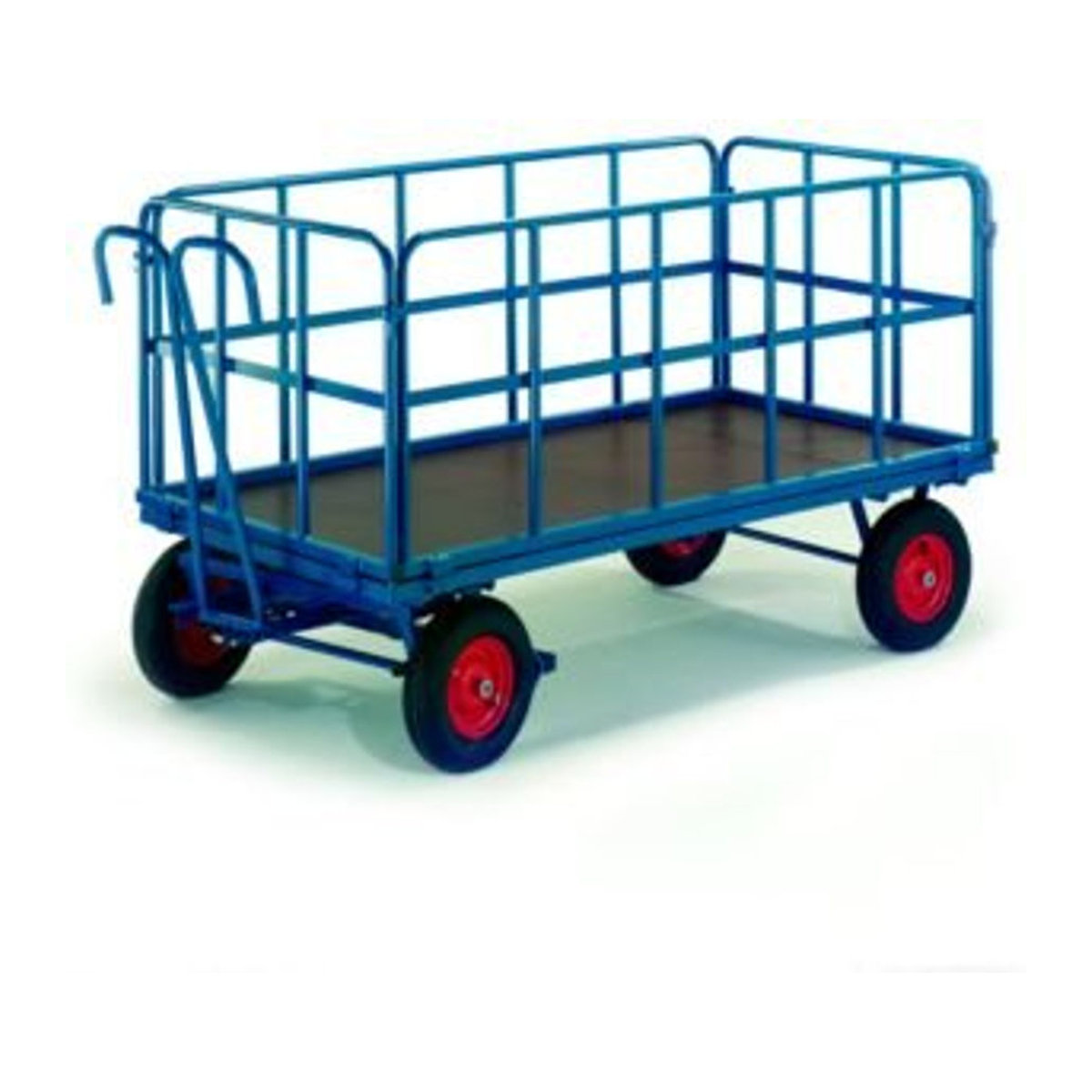 Rollcart Handpritschenwagen mit Rohrgitterwänden und Luftbereifung aus Metall, H x B x T: 193 x 93 x 48 cm, Tragkraft 1000 kg - Bild 2