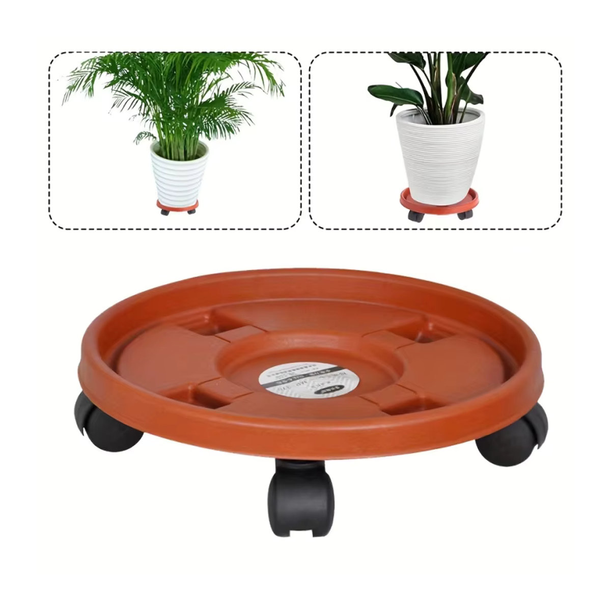 Rollender Pflanzenständer mit Universalrädern und abnehmbarem Blumentopftablett für Innen und Außen - Bild 6