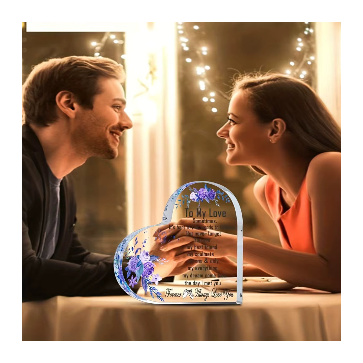 Romantische Gedenkmarke in Herzform aus transparentem Acryl als Hochzeitsgeschenk - Bild 3