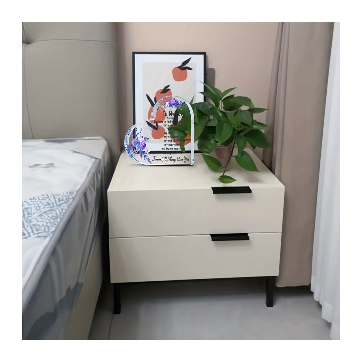 Romantische Gedenkmarke in Herzform aus transparentem Acryl als Hochzeitsgeschenk - Bild 4