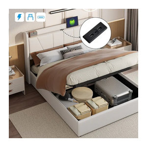 Rosahqnda Polsterbett mit LED-Beleuchtung, USB/Typ-C Anschlüssen und Stauraum, B/T/H: 140 x 200 cm