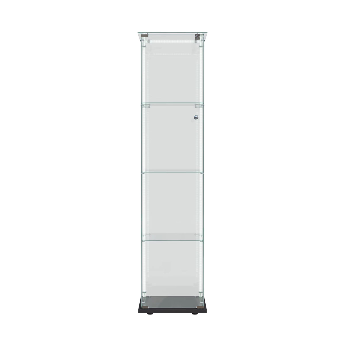 Rosahqnda Vitrinenschrank aus Glas mit LED-Beleuchtung und Schloss, moderner Glasschrank mit 3 Ebenen in Schwarz oder Weiß - Bild 5