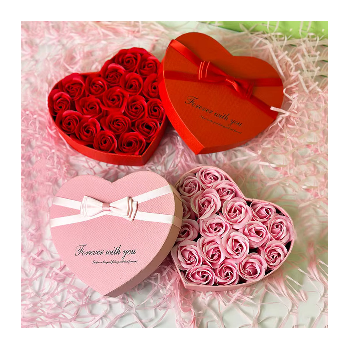 Rote Rosen-Geschenkbox für Anlässe wie Hochzeitstag, Valentinstag, Weihnachten oder Muttertag - Bild 2