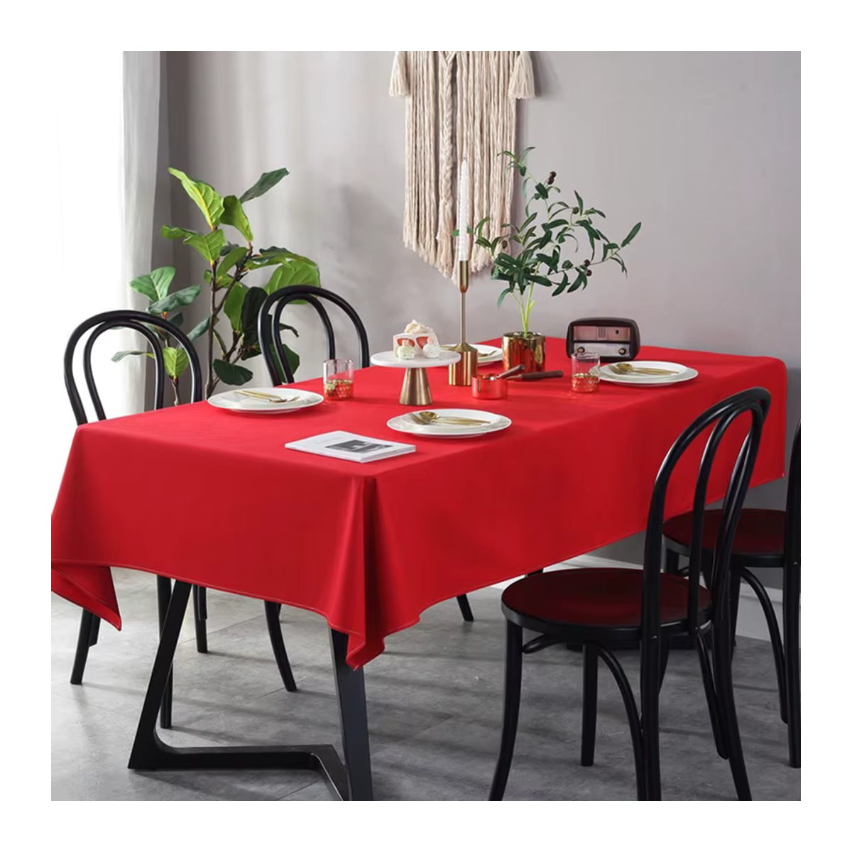 Rote Tischdecke aus verdicktem Stoff von LOVRTRAVEL für Hochzeit, Party oder Couchtisch, rechteckig - Bild 2