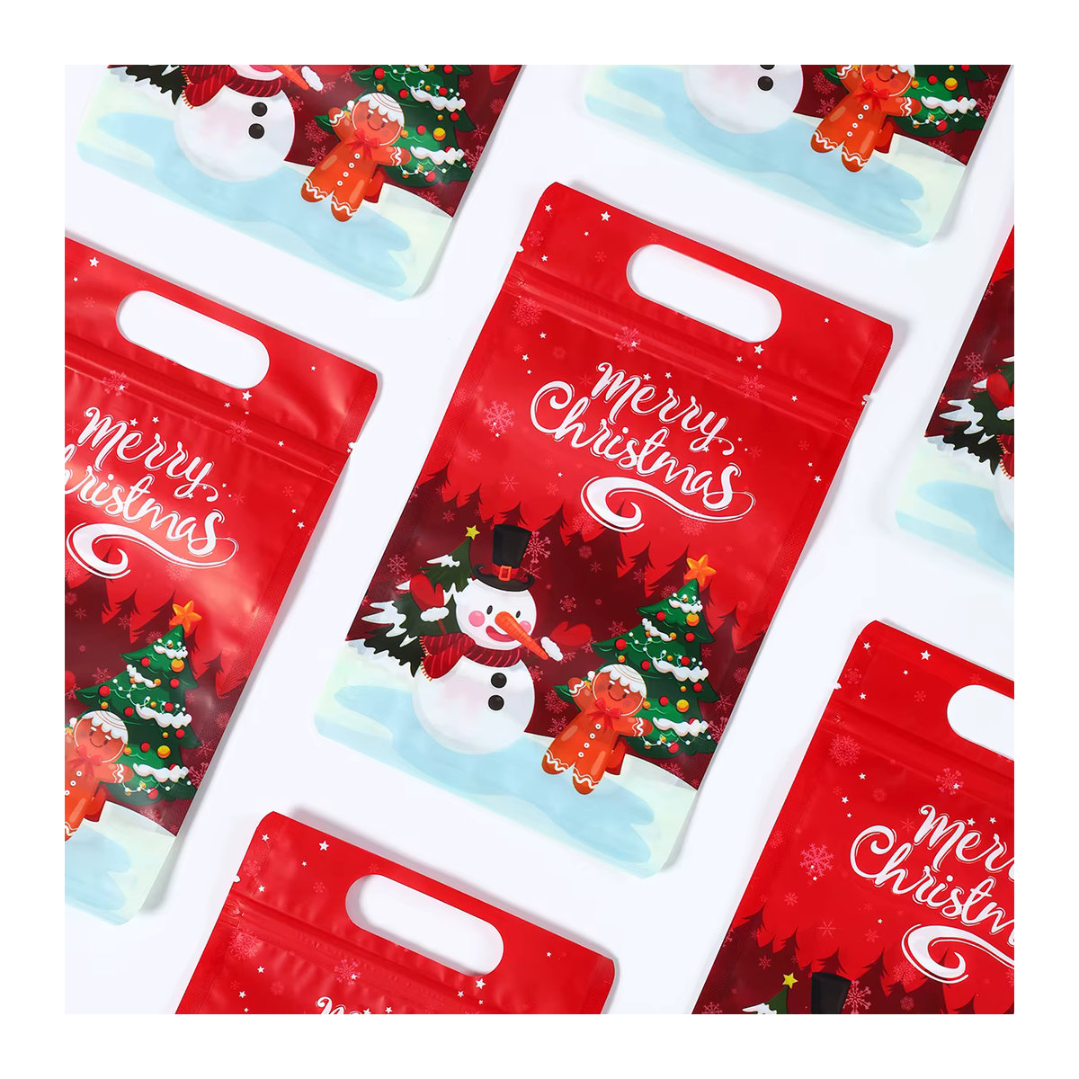 Rote Weihnachts-Bonbonbeutel mit Weihnachtsmann-Motiv als Weihnachtsdekoration und Geschenkbeutel für Weihnachten und Neujahr - Bild 2