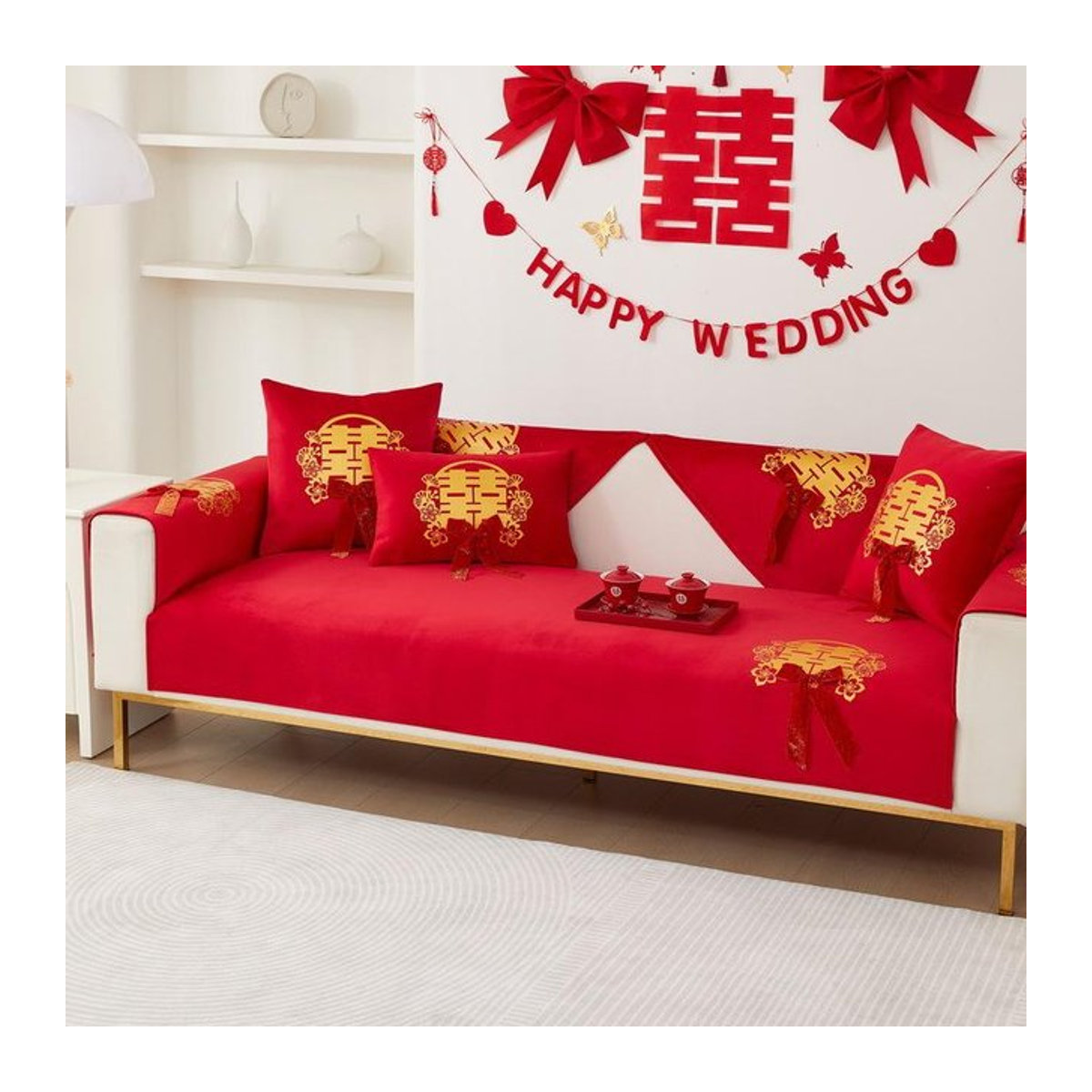Rotes rutschfestes Ledersitzkissen von Binchi Outdoor Equipment für dein Sofa, B/B: 70 x 70 cm - Bild 1